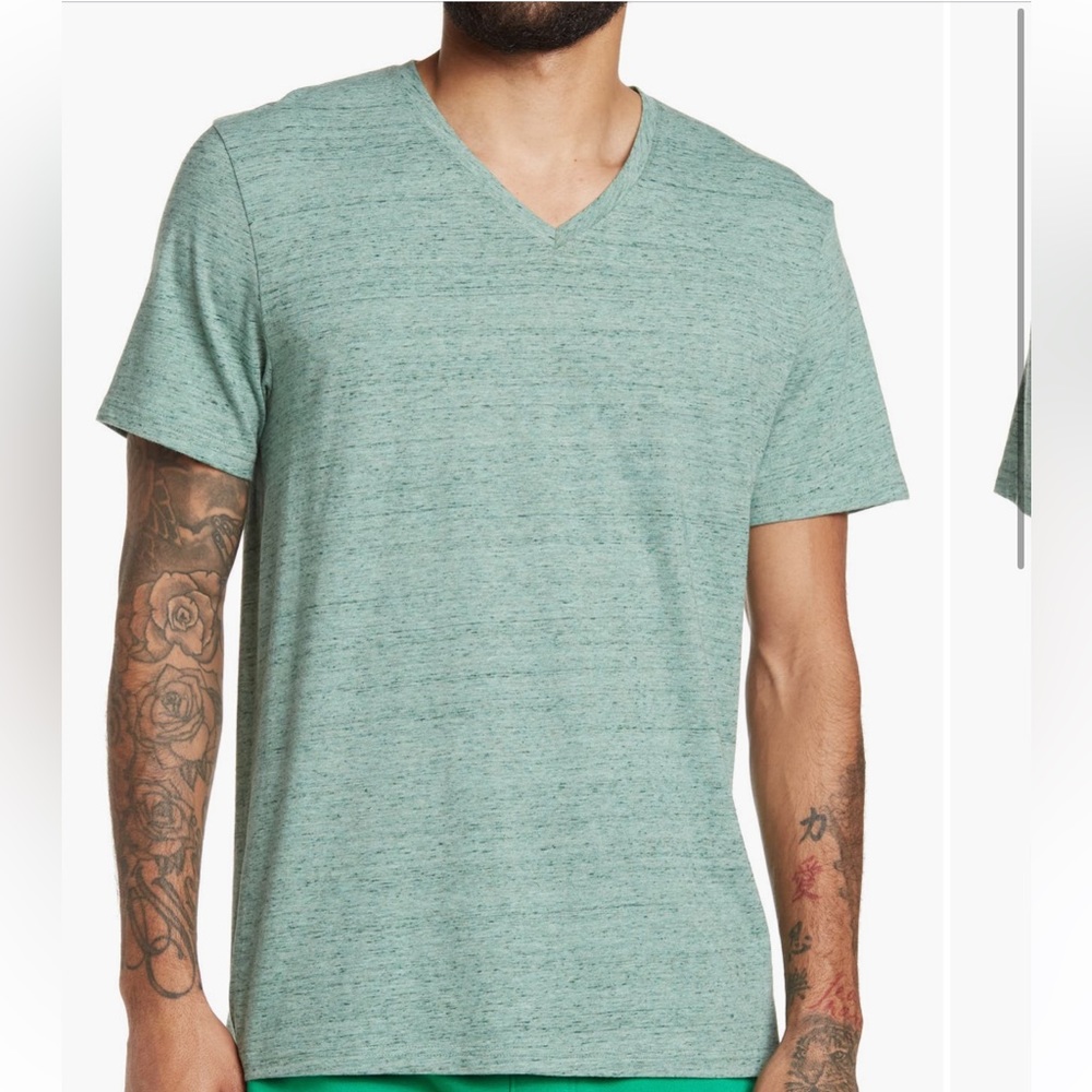 Mens ABOUND Green V-neck Short Sleeve Shirt Size Large